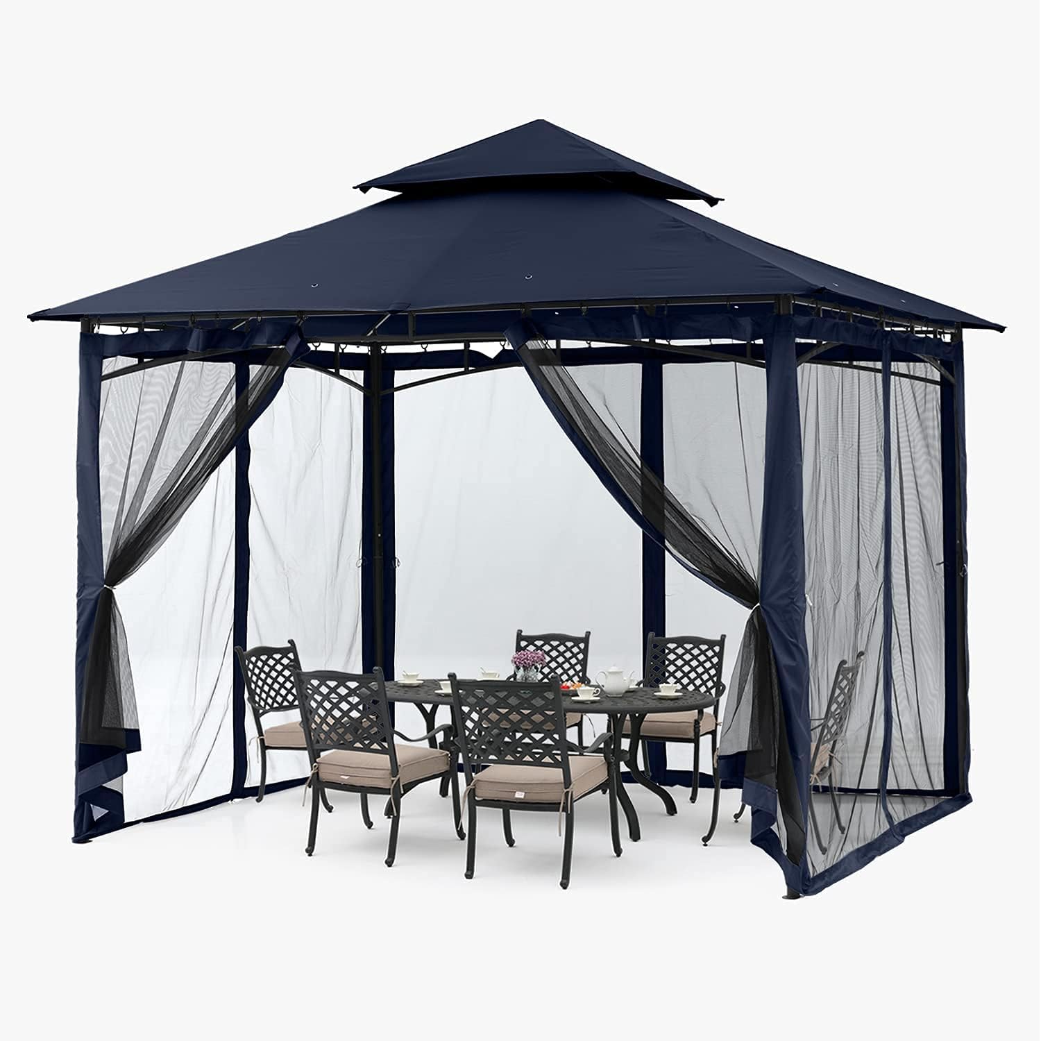ABCCANOPY Gazebos for Patios 8x8 - Outdoor Steel Frame Gazebo with Mosquito Netting for Lawn Backyard Garden Deck (Navy Blue)