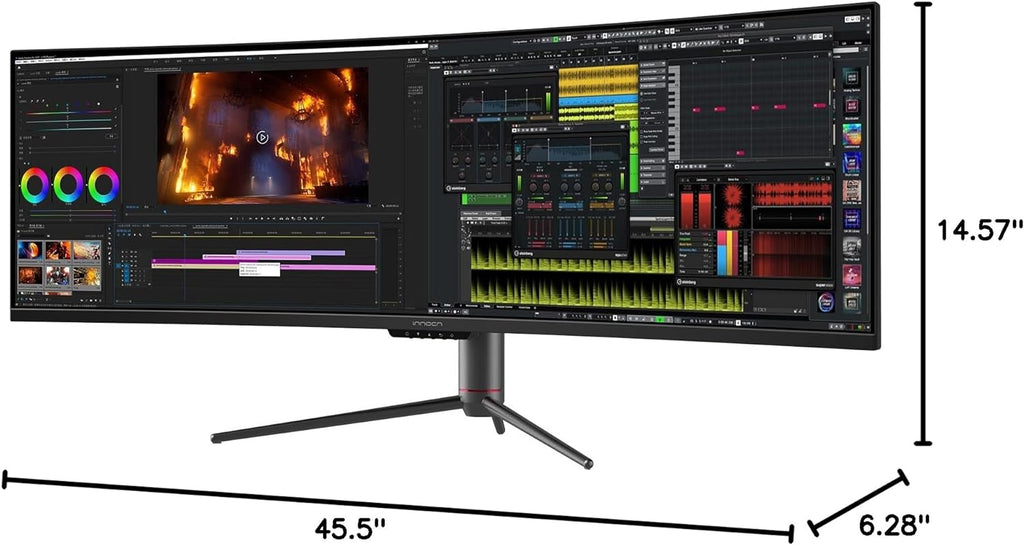 INNOCN 49' Curved Gaming Monitor 144Hz Ultrawide 32:9 WDFHD 3840 x 1080P, R1800, 99% sRGB, HDR400, USB Type C, DisplayPort, HDMI, Built-in Speakers, Height/Tilt Adjustable - 49C1G