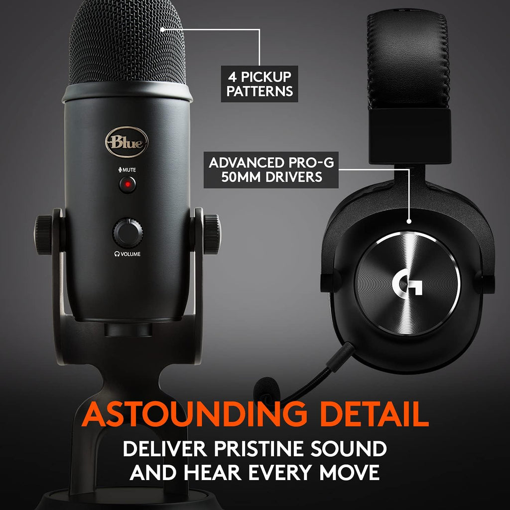 Logitech G PRO X Gaming Headset (2nd Generation) with Blue Yeti USB Mic for Recording & Streaming on PC and Mac