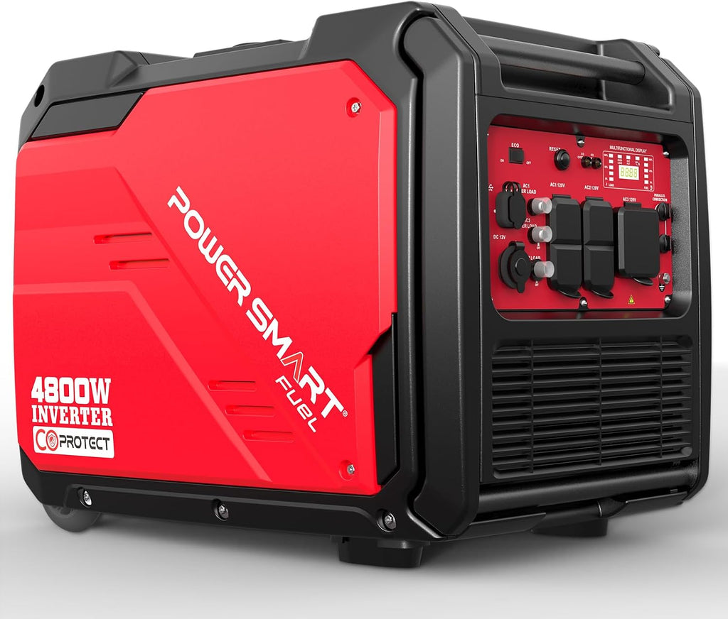 PowerSmart 4800-Watt Portable Inverter Generator with Wheels Handle Kit, CO Protect, Quiet, Camping, RV-Ready, Home use