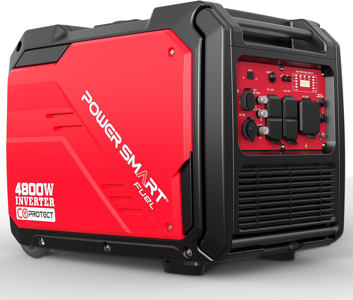 PowerSmart 4800-Watt Portable Inverter Generator with Wheels Handle Kit, CO Protect, Quiet, Camping, RV-Ready, Home use