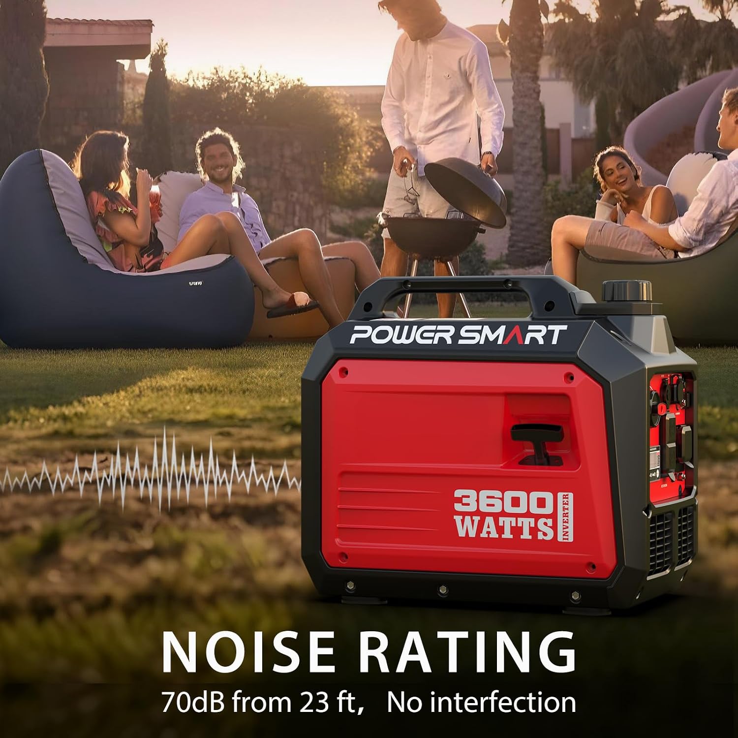 PowerSmart 3600-Watt Portable Inverter Generator, Quiet Technology, RV Ready 30A Outlet, Camping, Home use