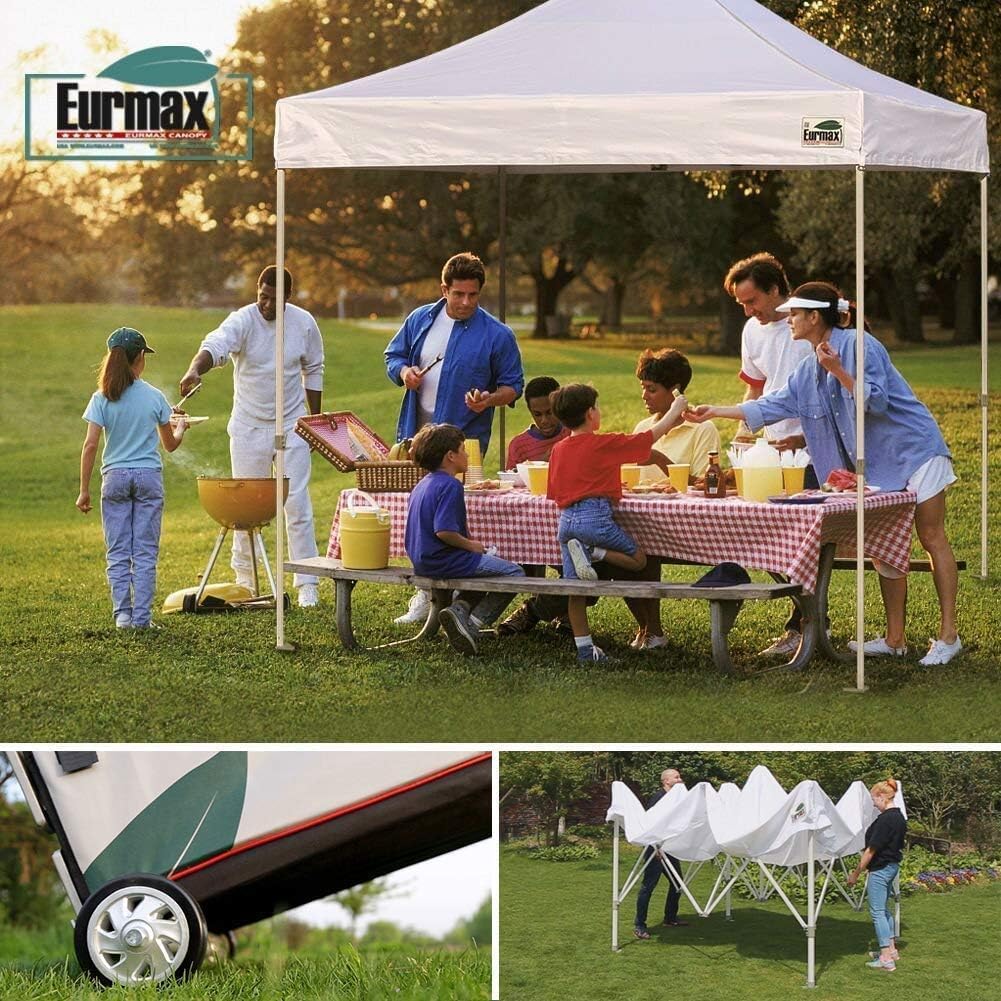 Eurmax USA Professional Pop up Canopy Wedding Party Tent Instant Outdoor Gazebo with Side Walls Aluminum Frame Commercial Grade Bonus Roller Bag(Blue)