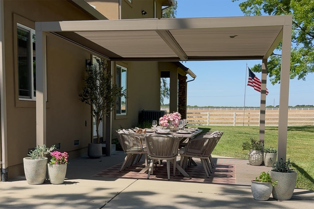 PURPLE LEAF Louvered Pergola 12' × 16' Outdoor Hardtop Gazebo Adjustable Aluminum Sun Shade for Deck Garden Backyard Patio Retractable Roof Canopy