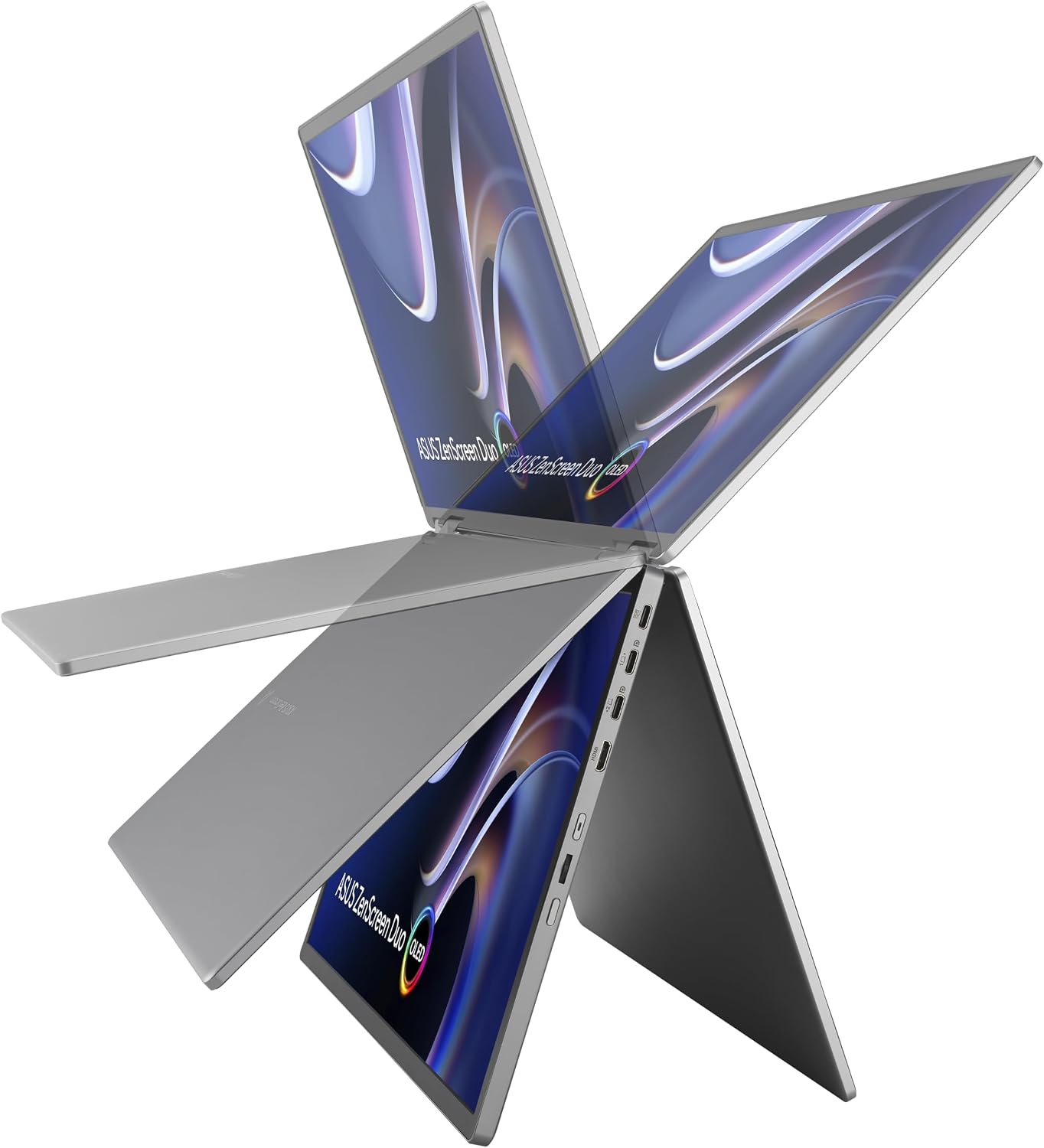 ASUS ZenScreen Duo OLED 360° Foldable Portable Monitor (MQ149CD) - Dual 14-inch, 16:10, 1920x1200, DisplayHDR400 True Black, 100% DCI-P3, Delta<2, Dual USB-C, Mini-HDMI, Kickstand, 3 yr Warranty
