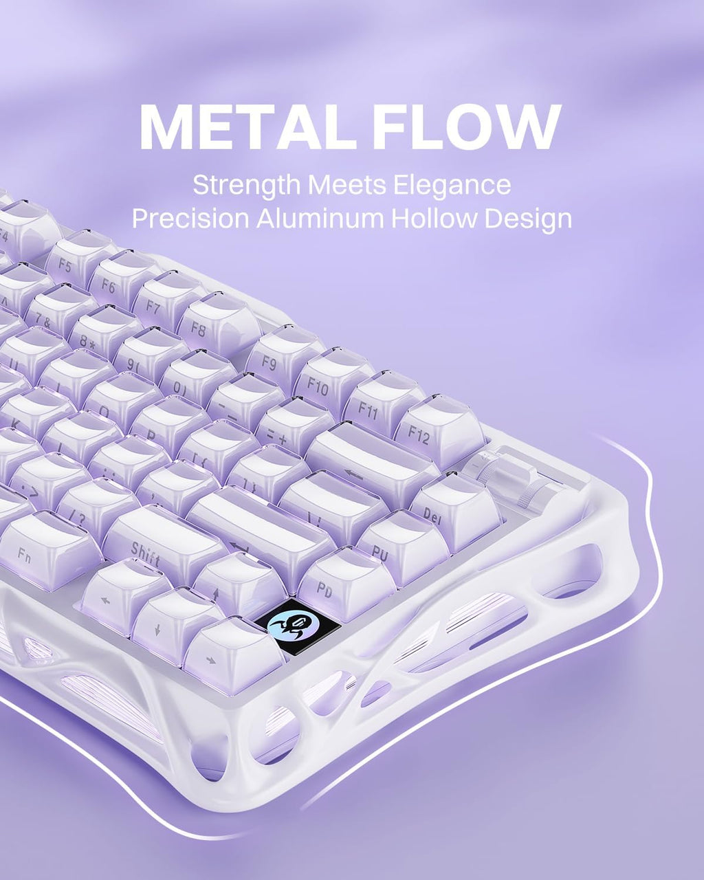 GravaStar Mercury K1 Purple 75% Wireless Mechanical Keyboard – Tri-Mode BT5.0/2.4GHz/USB-C Gaming Keyboard, Jelly Keycaps, Linear Switches, RGB Backlit Creamy Keyboard for PC/Mac, Cute & Stylish