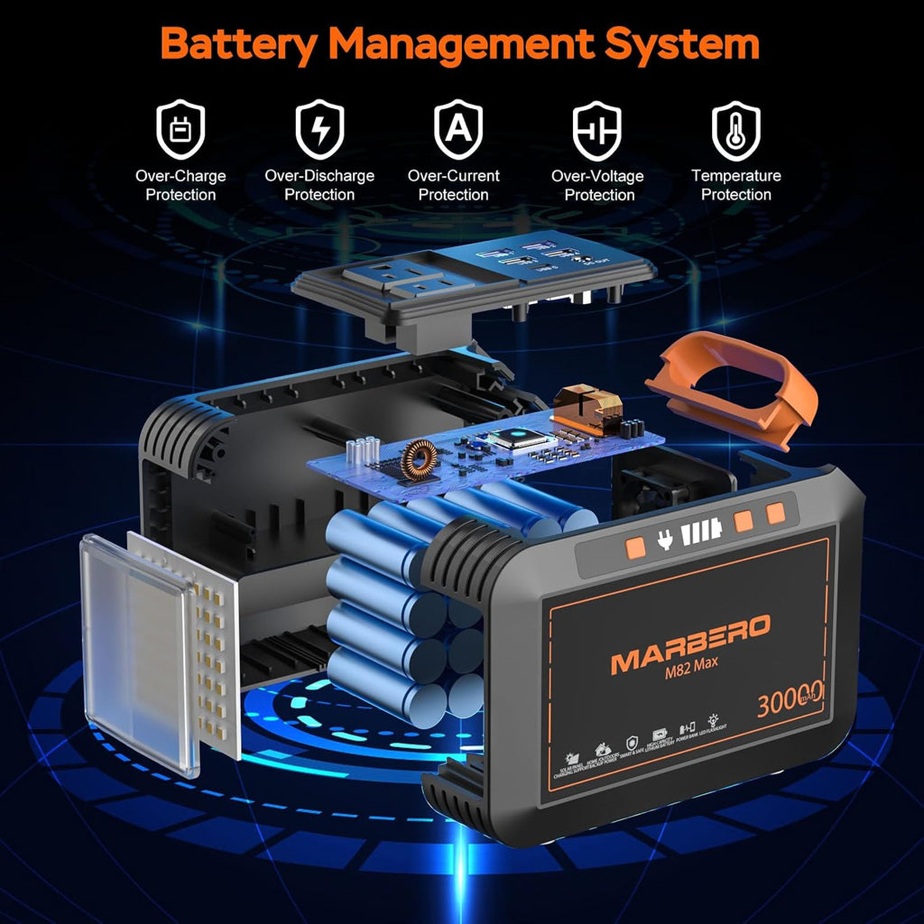 MARBERO Solar Generator 111Wh Portable Power Station with Solar Panel 30W Included Power Bank with AC Outlet 120W Surge for Home Outages Camping Outdoor Adventure Emergency