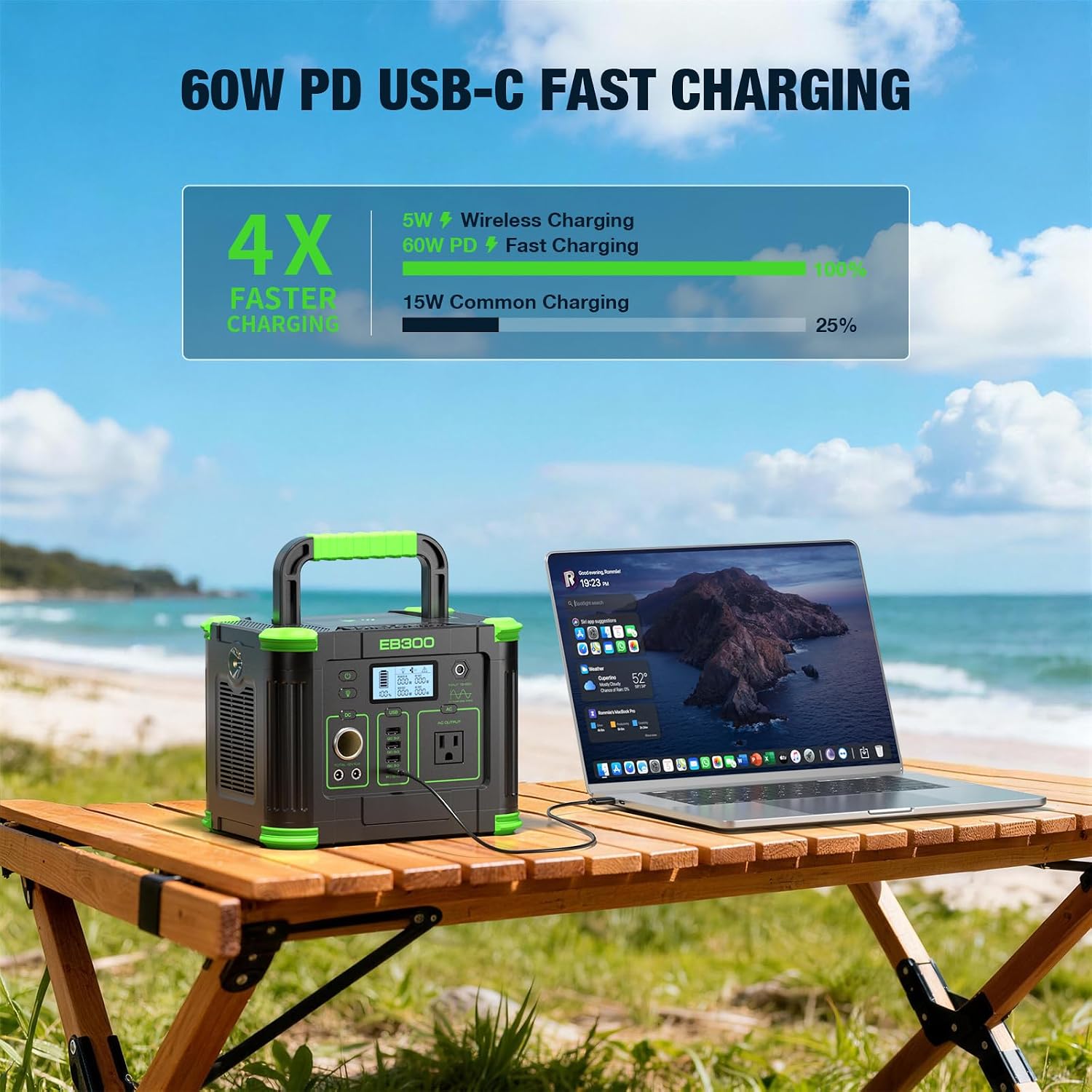 GRECELL 330W Portable Power Station with 100W Solar Panel, 288.6Wh Portable Power Station 330W Solar Generator AC Outlets, Backup for Outdoor Camping, Trip, Power Outage
