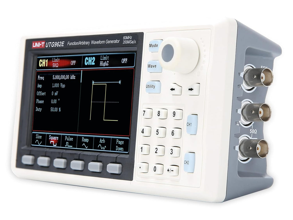UNI-T UTG962E/UTG932E Function Generator Arbitrary Waveform 60 MHz Dual-Channel 200MSa/s 14 Bits Frequency Meter with USA Power Adapter USB Cable Power Cord (UTG962E 60MHz 2CH) (UTG962E 60MHz 2CH)