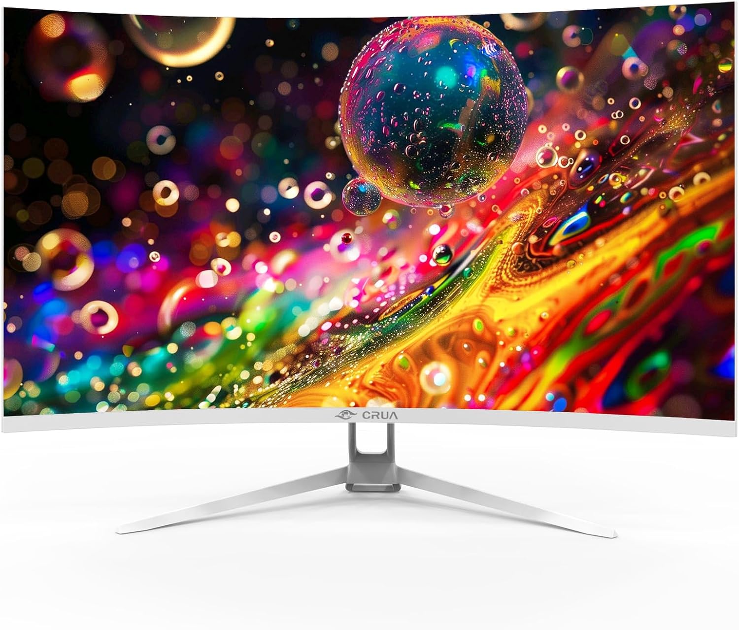 CRUA 32' White Curved Monitor, 4K UHD(3840*2160P) 1500R VA Screen, 60Hz Computer Monitor Supports AMD Freesync, 120% sRGB, Built-in speakers, Blue Light Filter,Wall Mountable Installs(HDMI 2.0/DP 1.4)