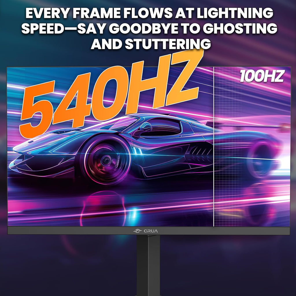 CRUA 27' 540Hz Gaming Monitor, IPS FHD(1920x1080P), AMD FreeSync, 120% sRGB, Height/Pivot/Rotating/Tilt Adjustable Vertical Monitor, HDMI 2.1 + DP 1.4, Wall Mount Install-Black