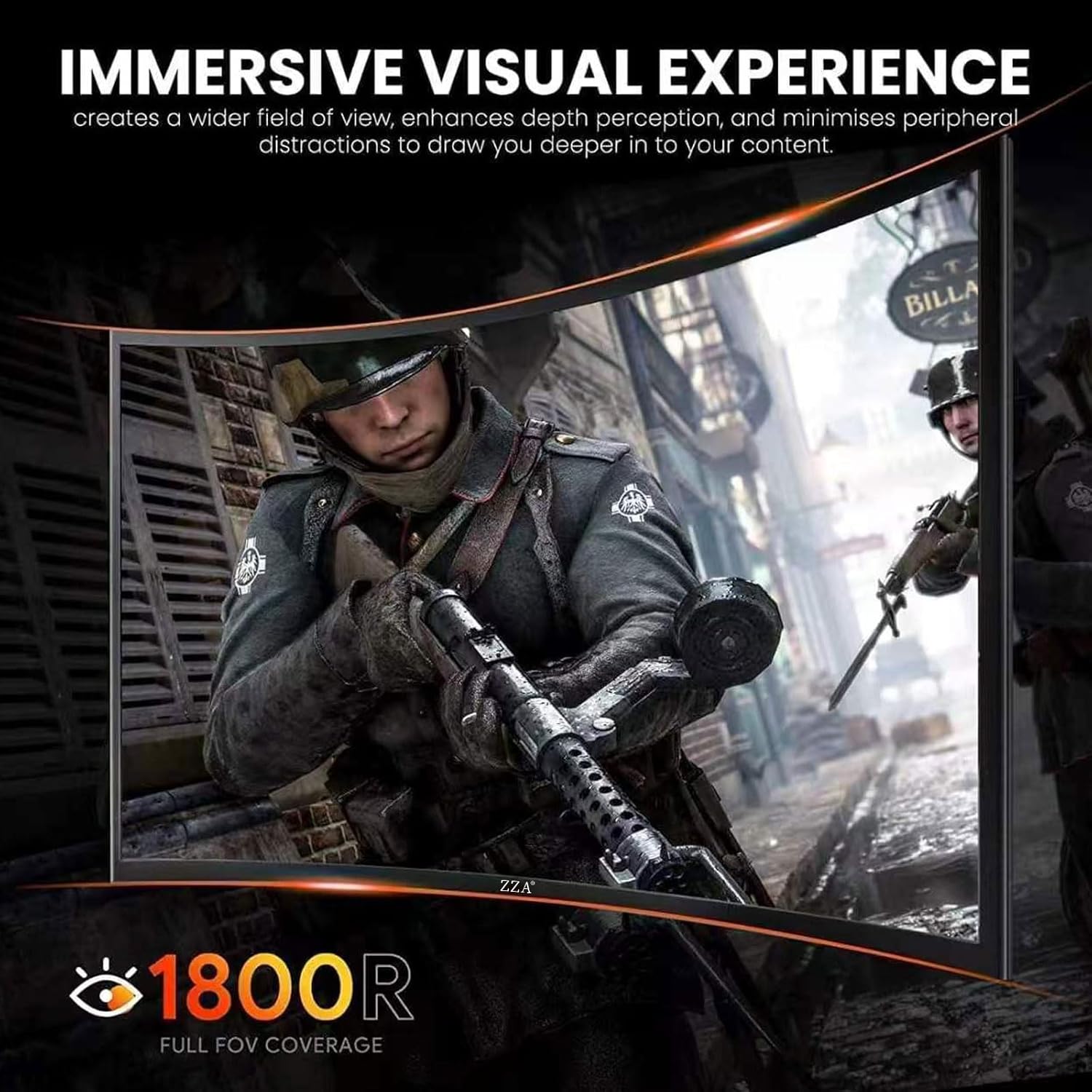 ZZA 27'' 280Hz 240Hz Gaming Monitor, Curved Monitor 1800R VA FHD 1080P 1ms, AMD FreeSync Premium, HDR Ready,120% sRGB, HDMI DP, VESA Mountable, Low Motion Blur, Flicker-Free & Low Blue Light