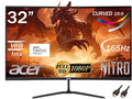 acer Nitro 32' Curved Gaming Monitor | FHD 1920 x 1080p | AMD FreeSync |165Hz Refresh Rate | Up to 1ms | 250 Nit Brightness | Anti-Glare Widescreen, with 5ave HDMI Cable