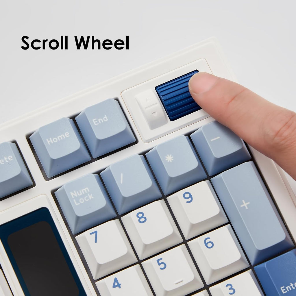 Akko 5098B Wireless Gaming Keyboard with Screen, Glacier Hot-Swappable Mechanical Keyboard with Scroll Wheel, Numberpad, RGB Gasket Keyboard, Piano Pre Lubed Switch