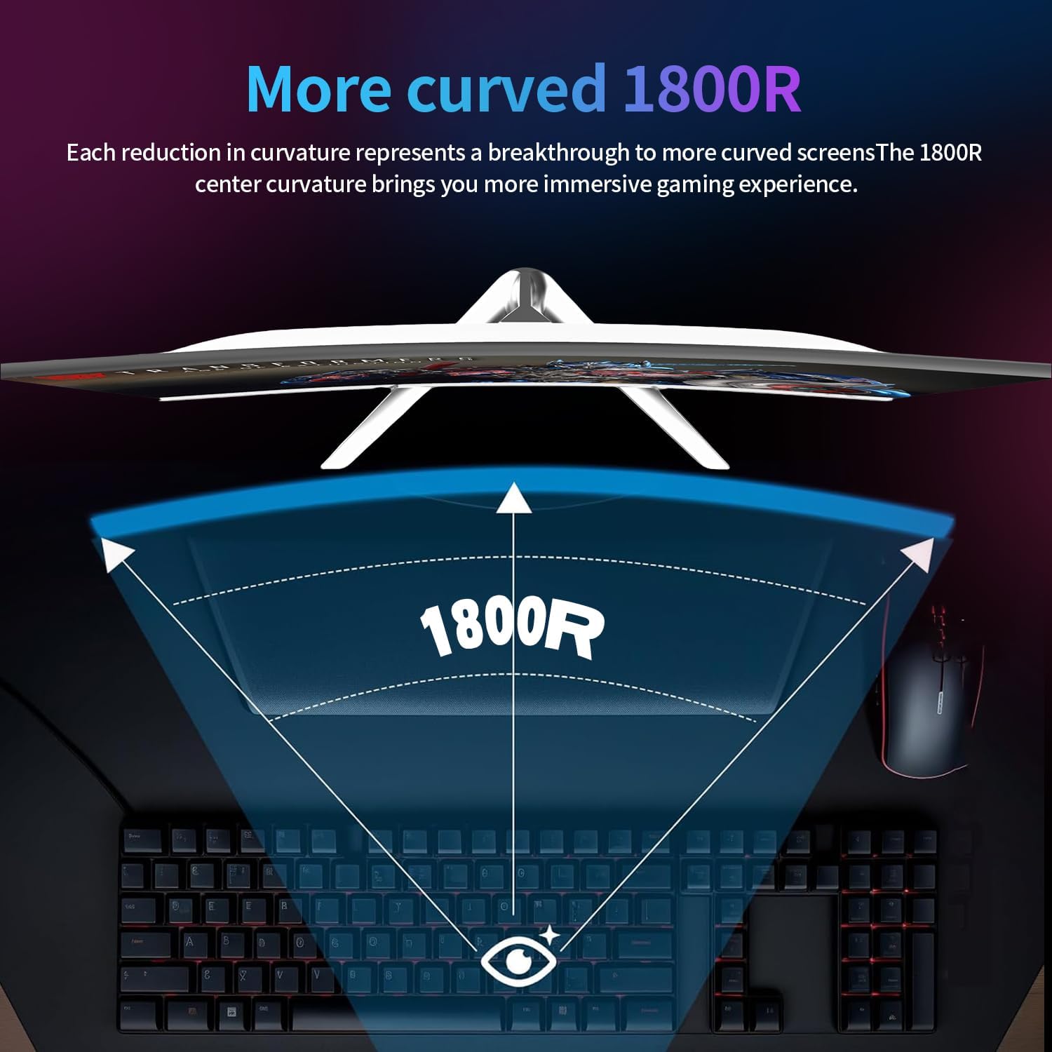 ZZA 27' Curved Gaming Monitor 300HZ Computer Monitor, FHD 1080p 1ms 1800R VA Screen, 99% sRGB, Support AMD FreeSync, Blue Light Filter, HDMI*2 & DP*2, VESA Mounting Compliant- White