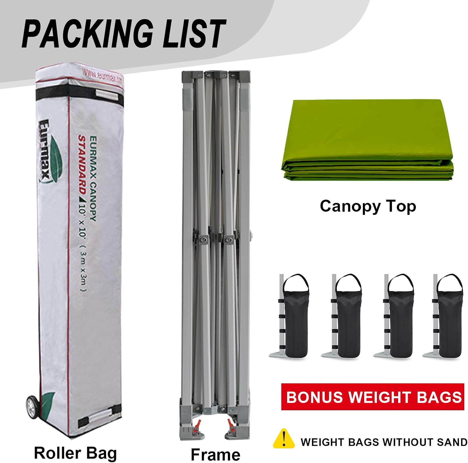 Eurmax USA 10x10ft Pop Up Canopy,Commercial Instant Tent for Outdoor Events,Patented No-Tip Rolling Storage Bag with 4 Sandbags,UV & Water Resistant,Heavy Duty Portable Shelter Gazebo,Field Green
