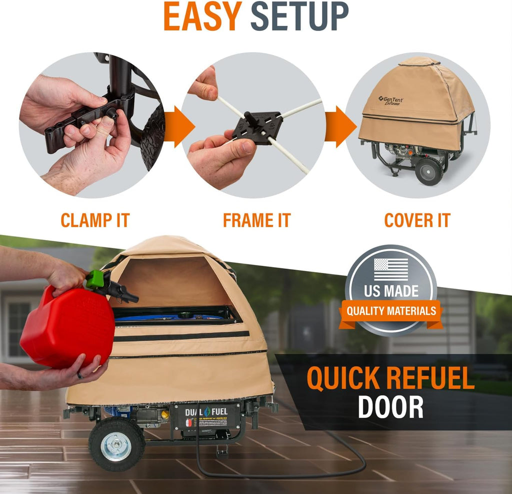 GenTent Open Frame Running Cover - Universal Adapter Kit Generator Tent (Beige, Original - Extreme)