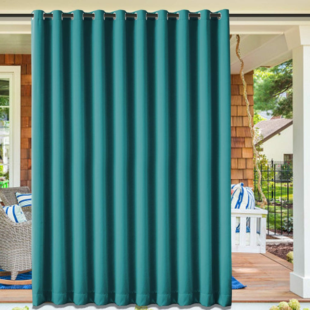 cololeaf Blackout Outdoor Curtains for Patio - Indoor Outdoor Curtains Waterproof Thermal Insulated Privacy Protect Grommet Shade Drapes for Porch - Turquoise 100' Wx96 L Inch (1 Panel)