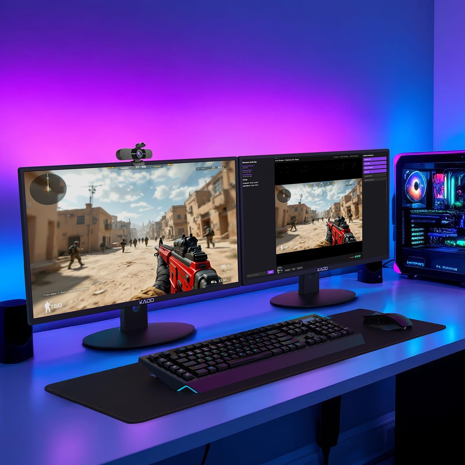 Kado Dual Monitor Setup - 2-Pack 22' 1920x1080 Computer Monitor 75Hz VESA Mount HDMI Office Gaming Hybrid Built-in Speakers (E22 Dual Series)