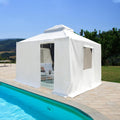 Domi 8' x 8' Winter Gazebo Cover, All Season Universal Waterproof Enclosed Cover with Sidewalls & Mesh Windows for Hardtop Gazebos, Heavy Duty All-Weather Outdoor Protection (White)