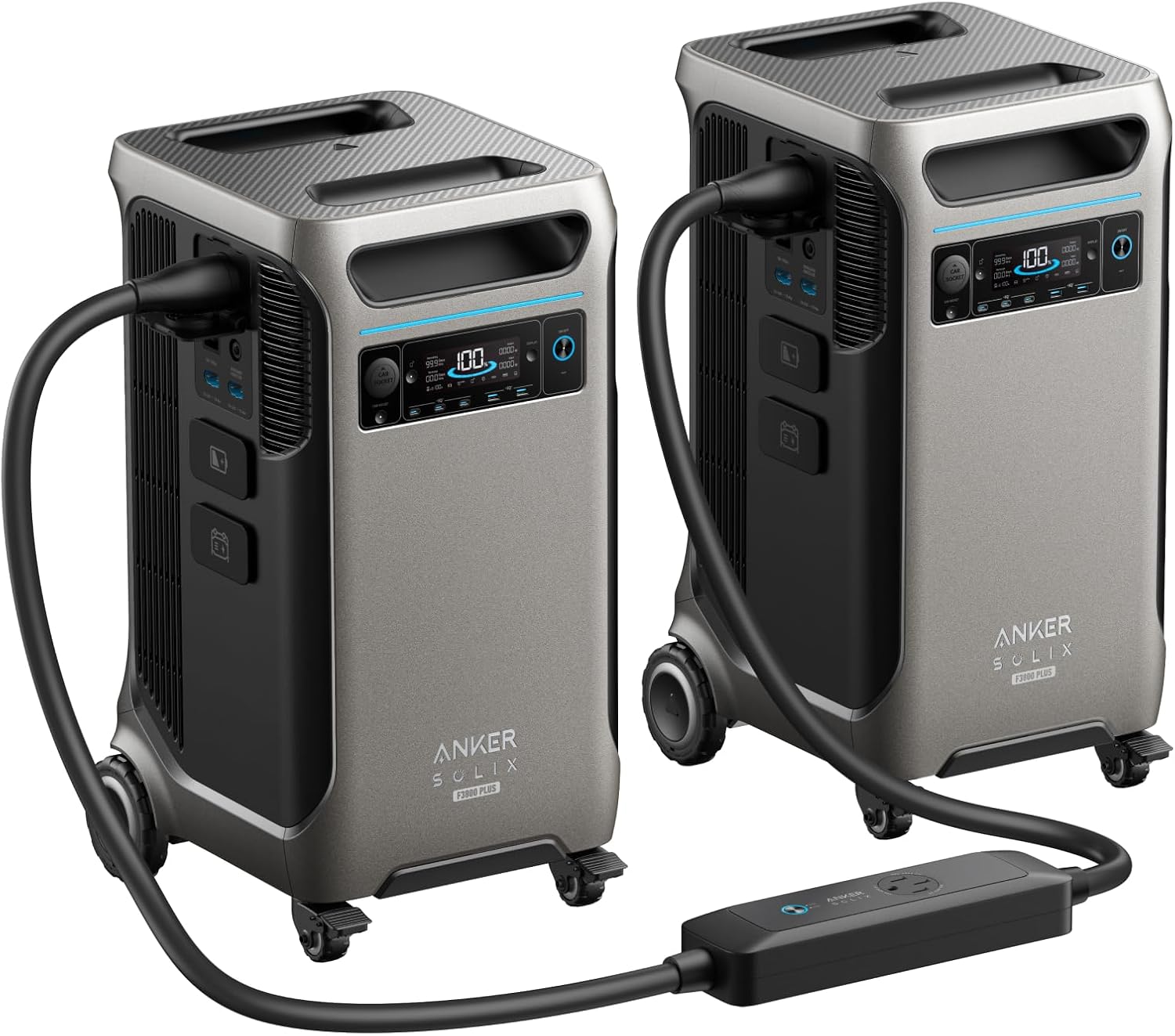 Anker SOLIX F3800 Plus Portable Power Station with Double Power Hub, 7.68kWh, 12,000W AC Output, Generators for Home Use, 3,200W Solar Input, Works with Generator, For Power Outages and Emergencies