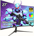 ZZA 27' Curved Gaming Monitor, 280Hz 240Hz Gaming Monitor, 1800R VA Panel, 120% sRGB, AMD FreeSync, 1ms GTG, Esports Ready Display, Flicker-Free, HDMI & DP, VESA Mount - Black