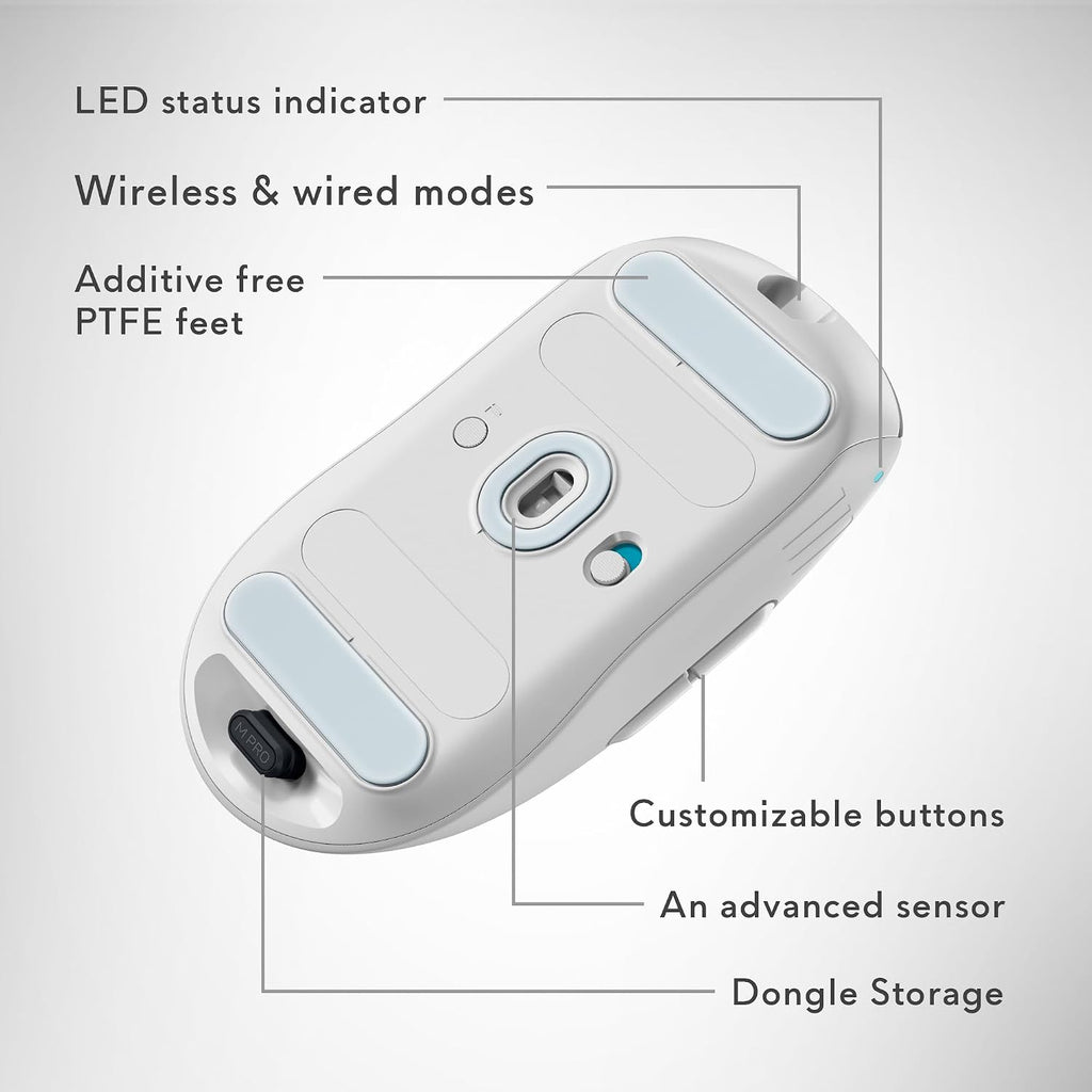 Alienware Pro Wireless Gaming Mouse - 2.4GHz Gaming Wireless/USB Wired Connectivity, Adjustable DPI, Optical Sensor Technology, 6 Programmable Buttons, 650 IPS Sensor Max Speed - Lunar Light