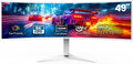 CRUA 49' White Curved Monitor | DQHD(5120 * 1440), 120Hz, 1500R, 32:9, AMD FreeSync, 120% sRGB, Height Adjustable Ultra-Wide Screen Computer Monitors, HDMI 2.1 & DP 1.4, Wall Mount Install