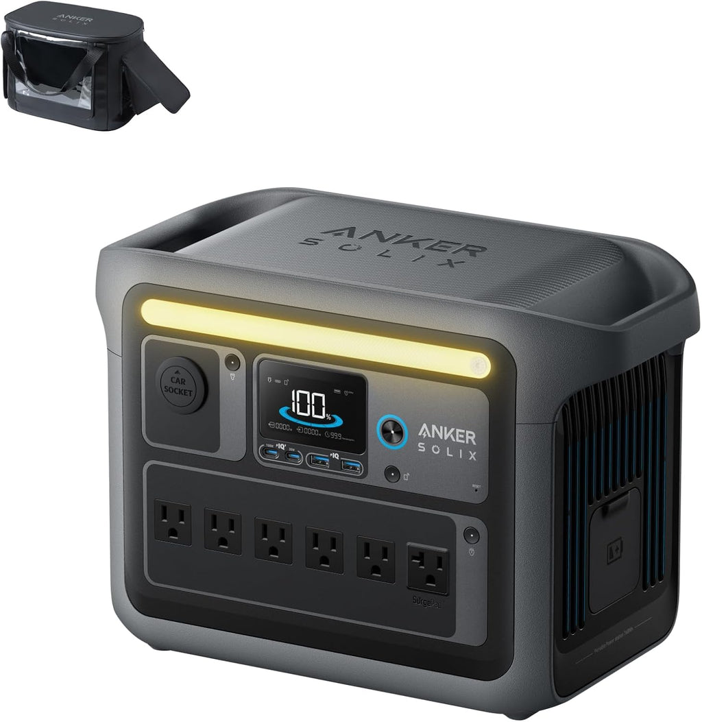 Anker SOLIX C1000 Portable Power Station with Water-Resistant Bag, 1800W Solar Generator, 1056wh LFP (LiFePO4) Battery, 4 AC Outlets, Up to 2400W for Home, Power Outages, and Outdoor Camping