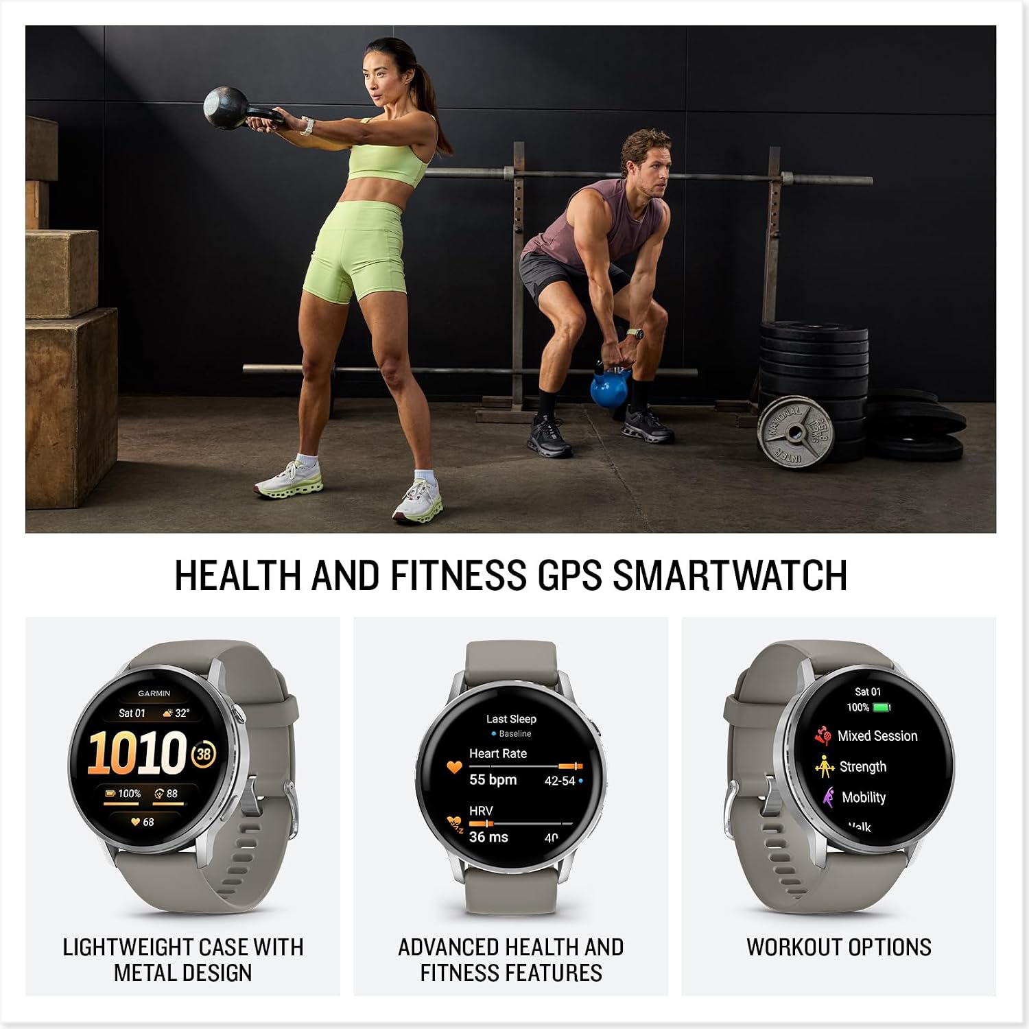 Garmin Venu 4, 45mm, Advanced Fitness Tracker GPS Smartwatch, 1.4' AMOLED Display, Built-in Flashlight, 12 Days of Battery Life, Silver with Silver Gray Silicone Band (Watch Bundle)