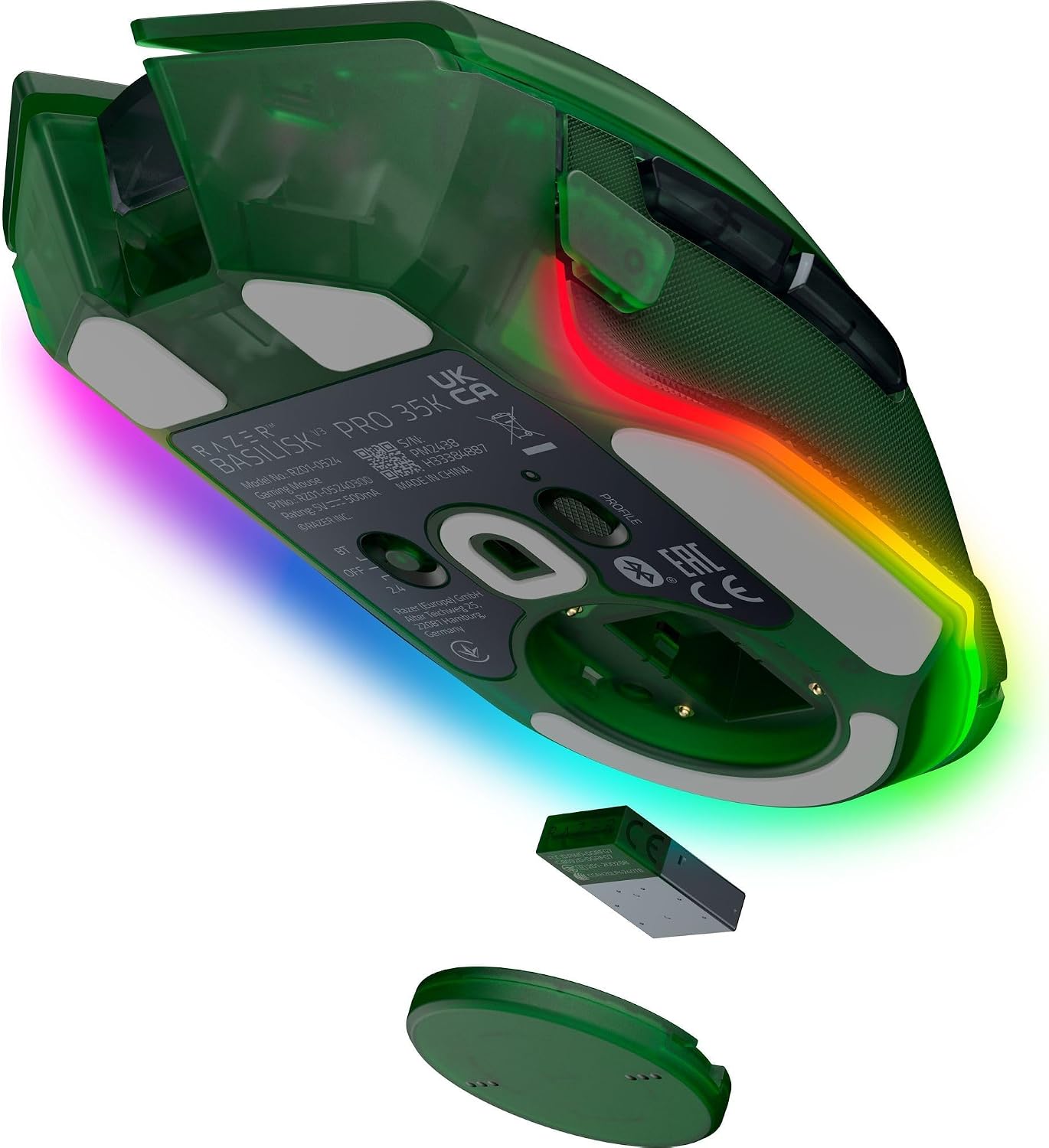 Razer Basilisk V3 Pro 35K Wireless Gaming Mouse: HyperScroll Tilt Wheel - 35K DPI Optical Sensor Gen 2-13 Customizable Controls - RGB - Optical Switches Gen 3 - Up to 140 Hr Battery - Phantom Green