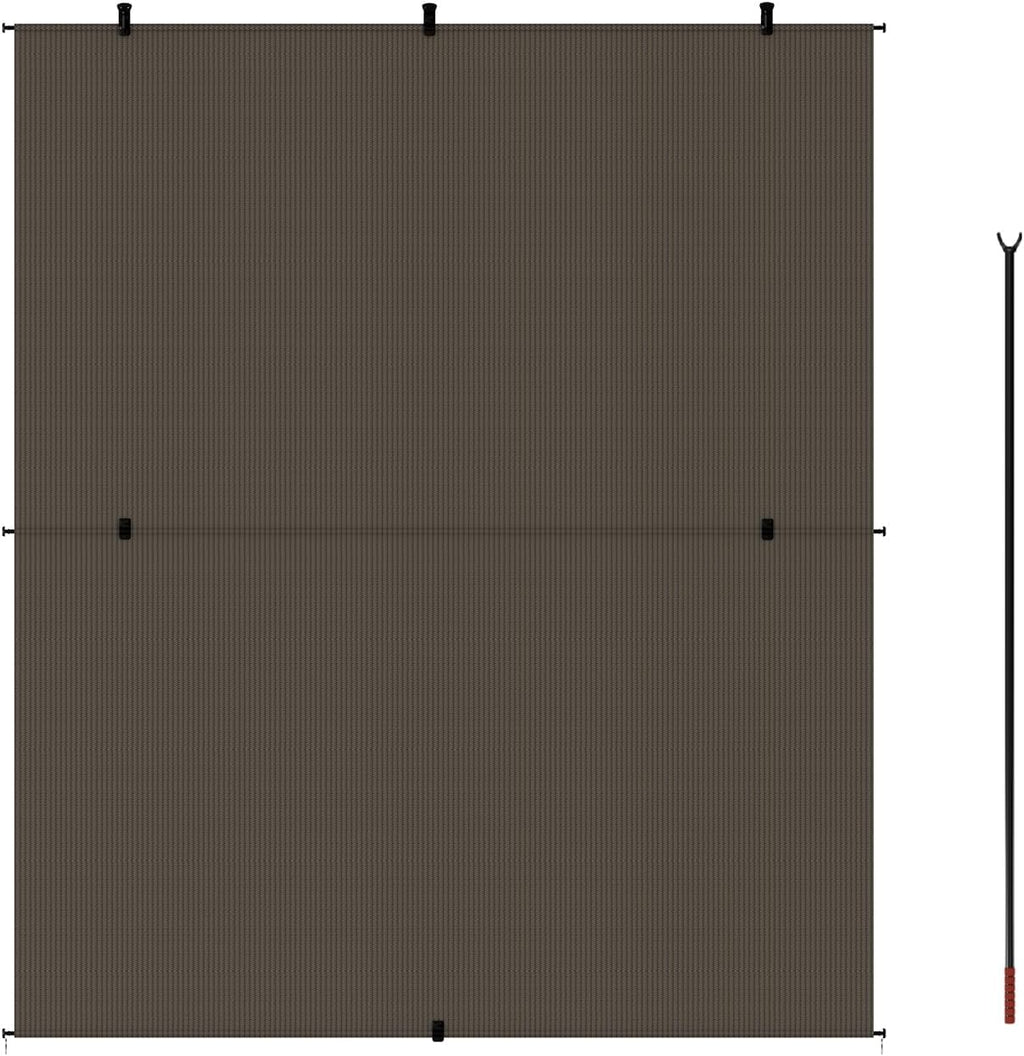 Coarbor Outdoor Roller Shades 4'W x 7.5'H Porch Sun Shades Outdoor Roll Up Blinds for Patio Porch Gazebo Balcony Backyard, Brown