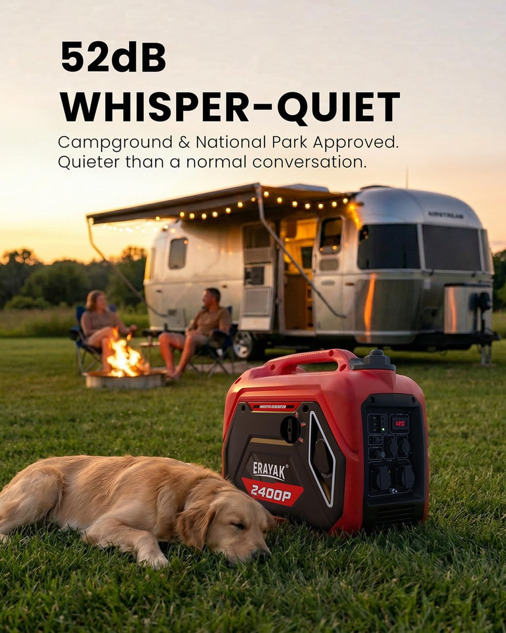 ERAYAK 2400W Portable Inverter Generator for Home Use, Super Quiet Small Generator for Camping Outdoor Emergency Power Backup, Gas Powered Engine, EPA, ECO Mode