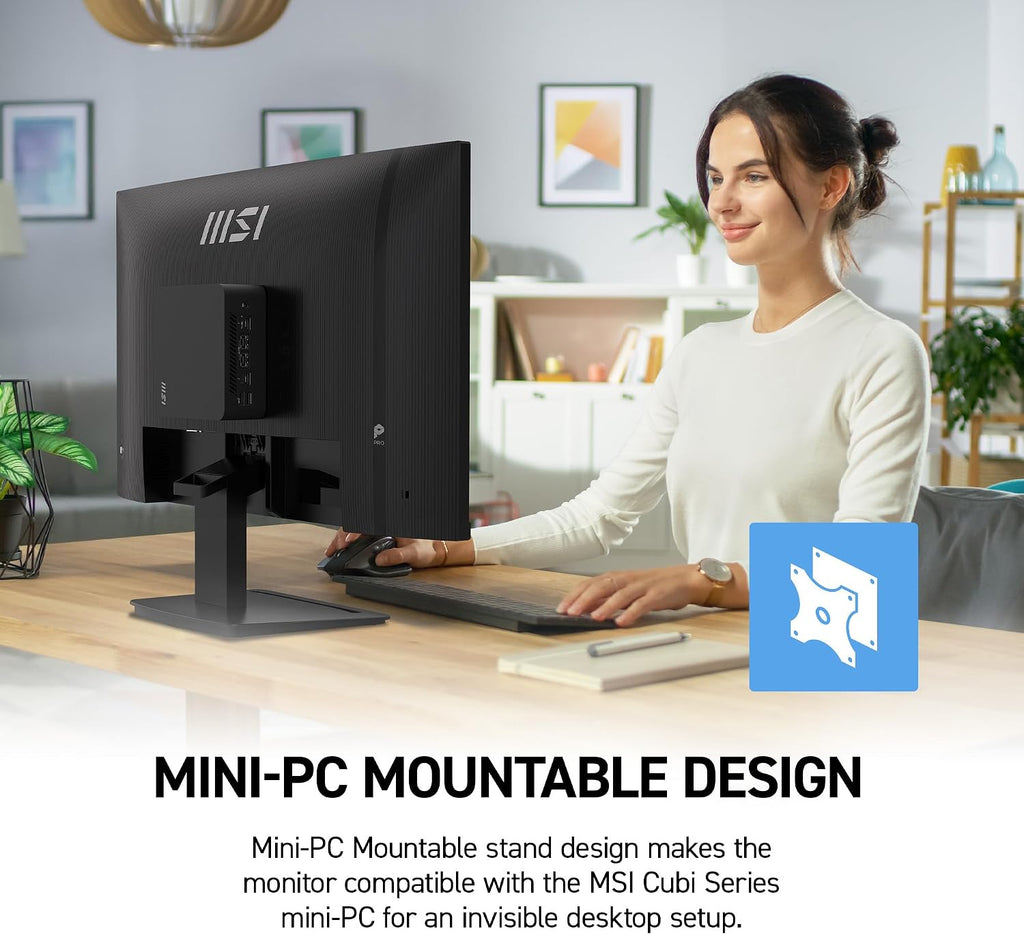 msi PRO MP273 E14A 27-inch IPS 1920 x 1080 (FHD) Gaming Office Monitor, 144Hz, Free-Sync, HDMI, DisplayPort, VGA Port, VESA Mountable, Tilt, Speaker, 4-Side Slim Bezel 1ms, Black