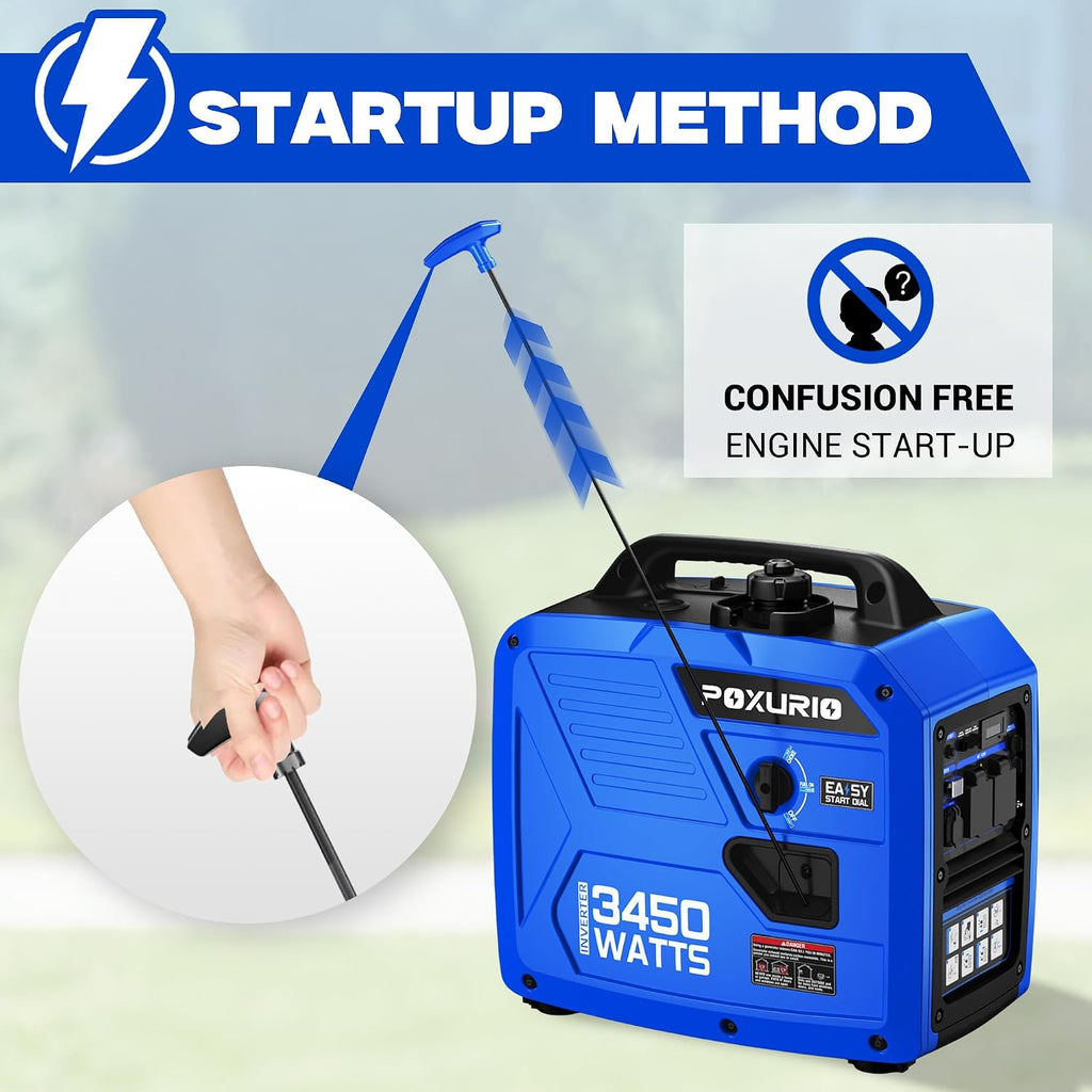 3450-Watt Portable Inverter Generator for Camping & RV, 1.6 Gallon Gas Tank for 8.3 Hours Use, 120V Gas Powered Generator Ultra-Quiet Operation, EPA Compliant, Blue