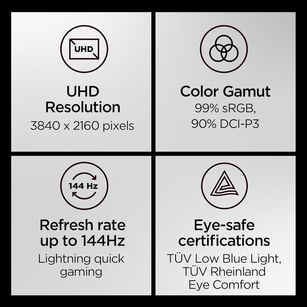 Lenovo Legion Y32p-30 Monitor - Gaming Monitor - 31.5' UHD IPS Display - 144Hz - DisplayHDR™ 400 - AMD FreeSync™ Premium - 0.2ms MPRT - Raven Black - NearEdgeless Design