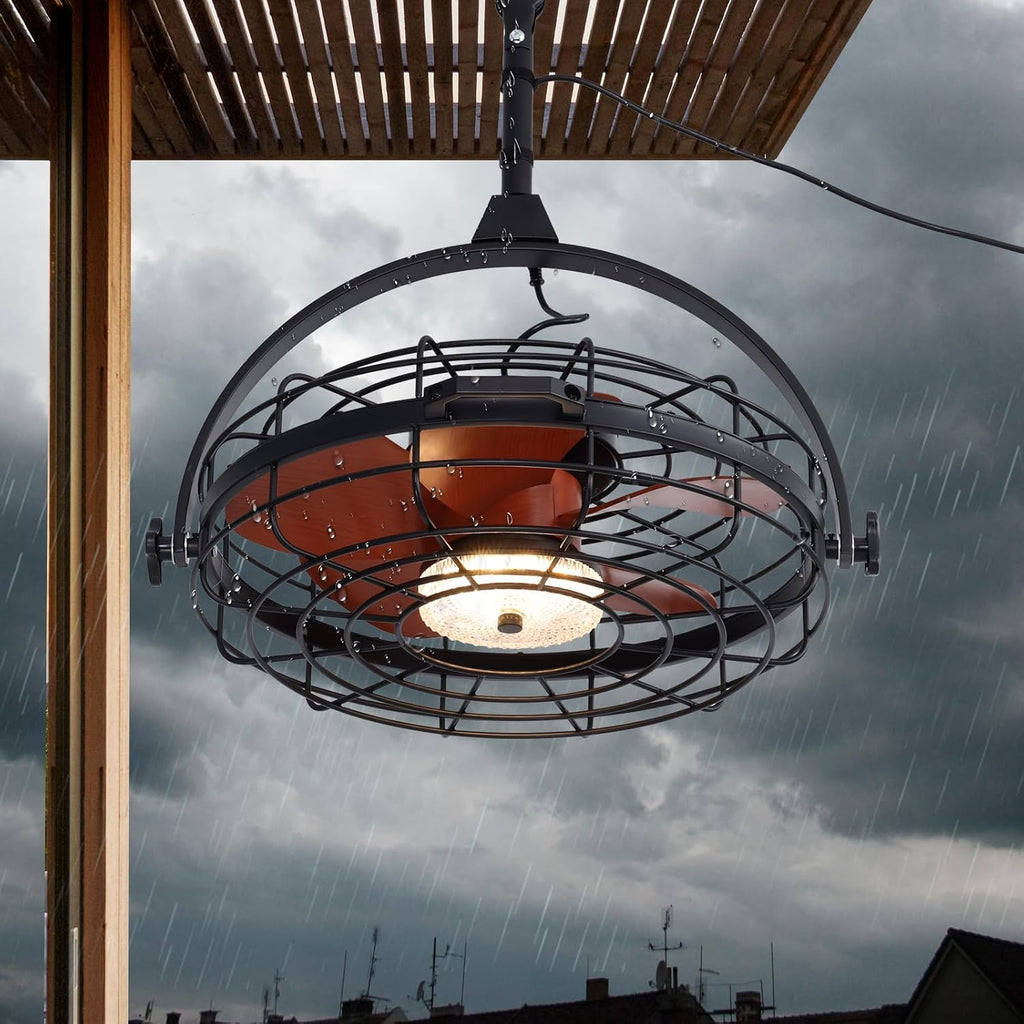 23' Waterproof Outdoor Ceiling Fan with Light, Outdoor Hanging Fan for Patio, 6-Speed & 3 CCT LED, Caged Ceiling Fan with Smart APP & Remote Control, Perfect for Gazebo, Pergola, Canopy