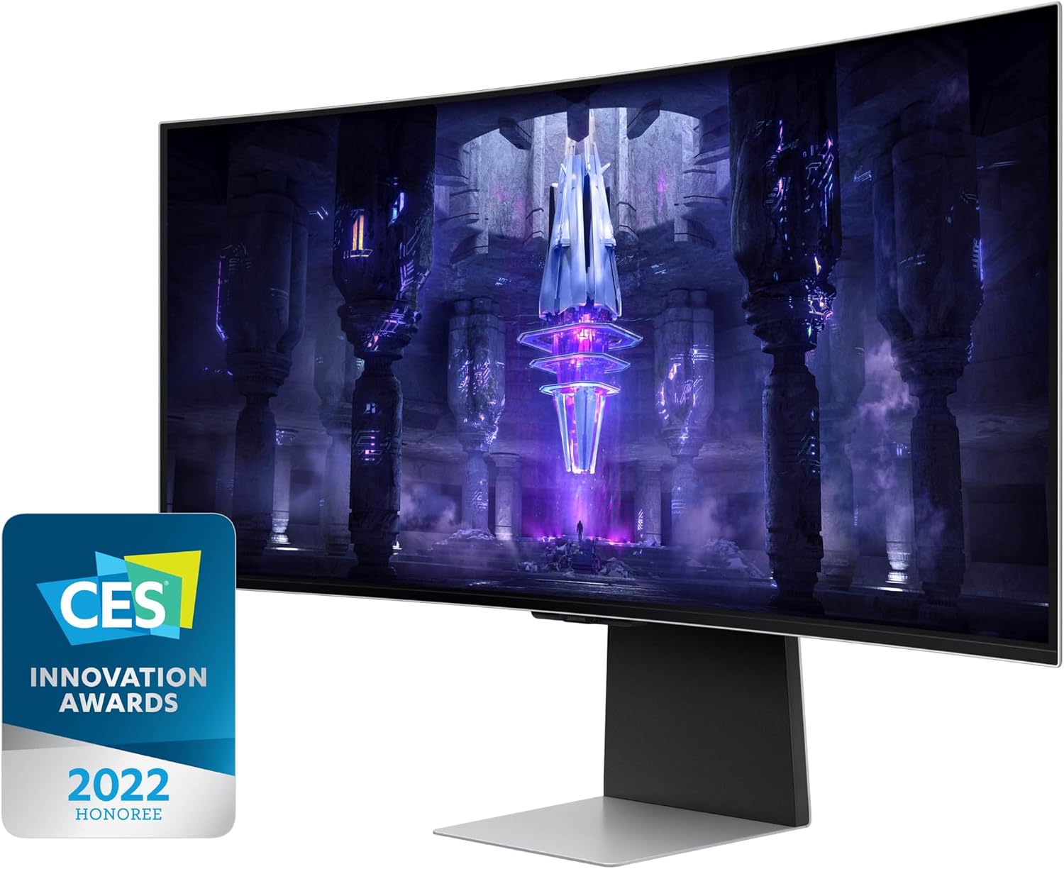 Samsung 34' Odyssey G85SB Series QD-OLED Ultra WQHD Curved Gaming Monitor, 175Hz, 0.03ms, DisplayHDR True Black 400, AMD FreeSync Premium Pro, Advanced Game Streaming, LS34BG850SNXZA