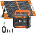 FF Flashfish Solar Generator With Solar Panel, 144.3Wh/39000mAh Electri Generator With 60W Solar Panel with, Emergency Power Supply with AC/DC/USB/Type C/LED Lights for Camping, Home, Power Outage