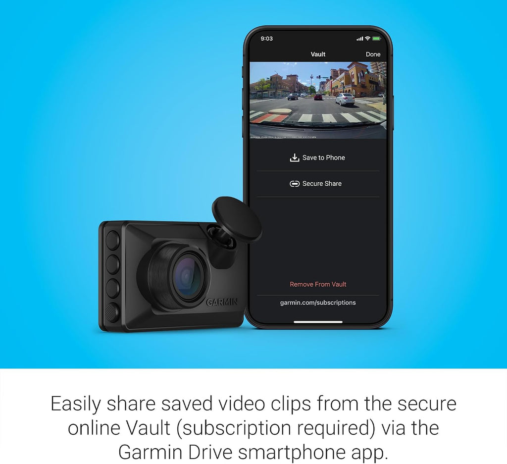 Garmin Dash Cam™ X110, Compact 1080p HD Dash Cam with a 140-degree Field of View, Built in Clarity™ Polarizer, Voice Controlled, GPS, 2.4' Display, Automatic Recording