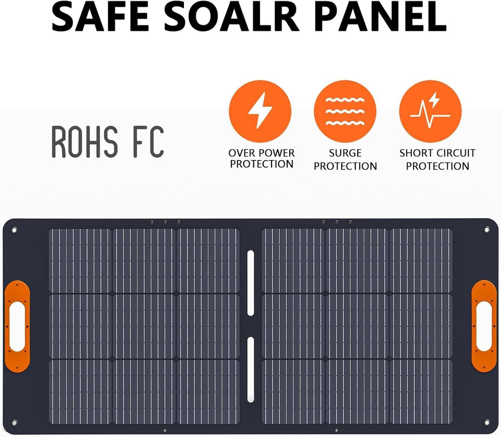 ALLWEI 300W Solar Generator with 100W Solar Panel Included, 256Wh Portable Power Station with AC Outlet USB Port, Solar Powered Battery Generator for Outdoor Camping, Home Backup, Power Outage