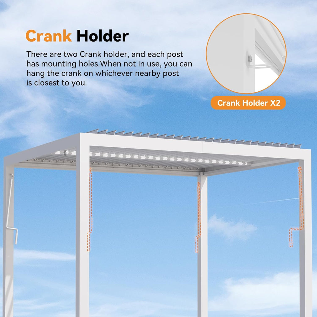 Modern Shade Aurora Louvered Pergola 10'x12' with USB Charging Port Deck, Outdoor Pergola with Adjustable Waterproof Roof & Integrated Drainage, Reinforced Frame for Patio, Easy Assembly, White