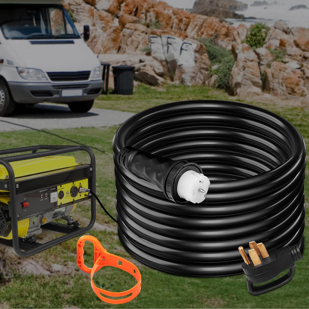 VEVOR 50FT 50 Amp Generator Extension Cord, STW 45446 + 45505 125V 250V Generator Power Cord, N14-50P & SS2-50R & CS6364 Twist Lock Connectors