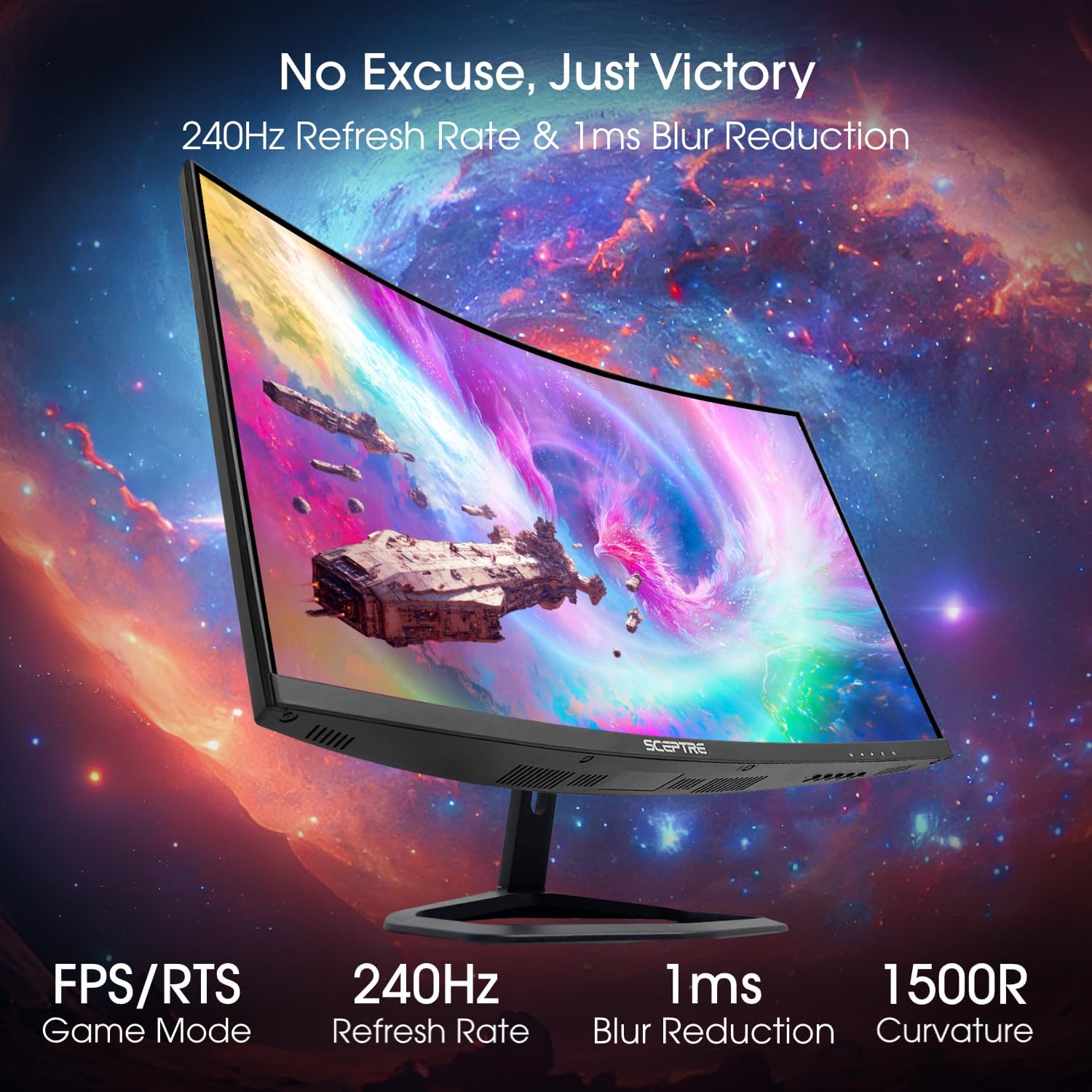 New Curved 27 inch Gaming Monitor 240Hz Plus FreeSync DP HDMI Build-in Speakers, Machine Black 2025