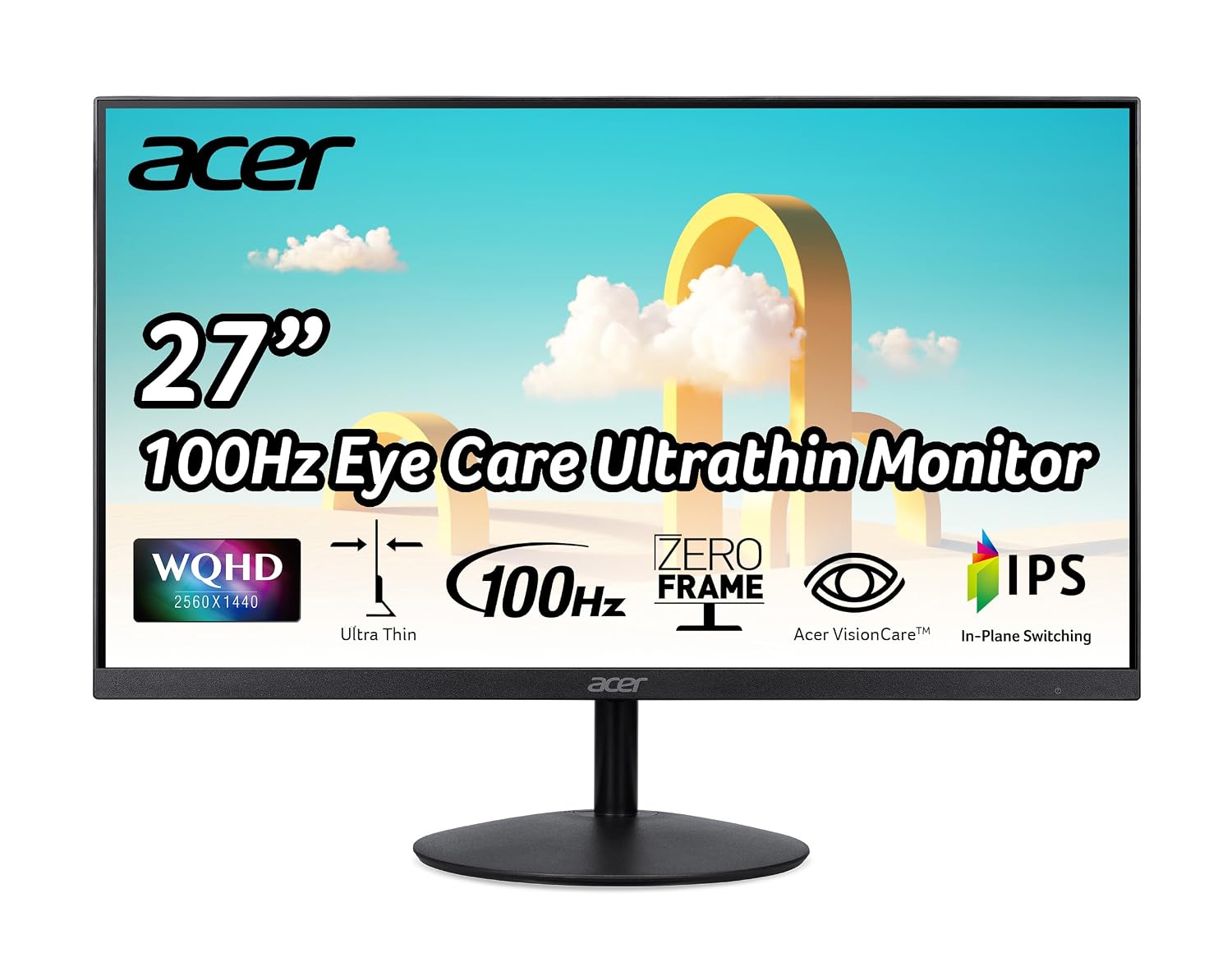acer SB272U Ebiip 27' WQHD 2560x1440 IPS Zero-Frame Gaming Office Monitor | AMD FreeSync Technology | Ultrathin Stylish Design | 100Hz | 1ms VRB | Low Blue Light | Display Port & 2 x HDMI 2.0 Ports