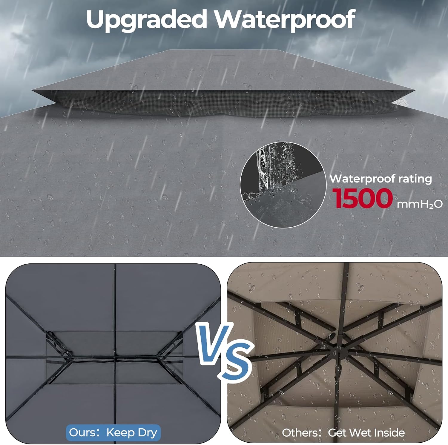 LuxaDomus Outdoor Gazebo 10'×10' for Patio, Metal Frame Canopy with Double Roofs, Heavy Duty Party Tent with Mosquito Netting and Curtains for Backyard, Garden, Lawn and Deck, Grey