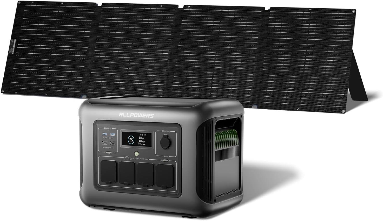ALLPOWERS R1500 LITE Portable Power Station with SE200 Solar Panel, 1600W 1056Wh LiFePO4 Solar Generator with 200W Panel Included, Solar Power with UPS Function, Fast Charging