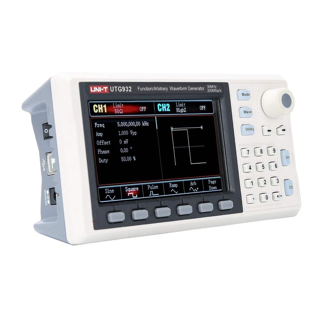 UNI-T UTG932E Function Generator Arbitrary Waveform 60 MHz Dual-Channel 200MSa/s 14 Bits Frequency Meter with USA Power Adapter USB Cable Power Cord(UTG932E 30 MHz 2ch)