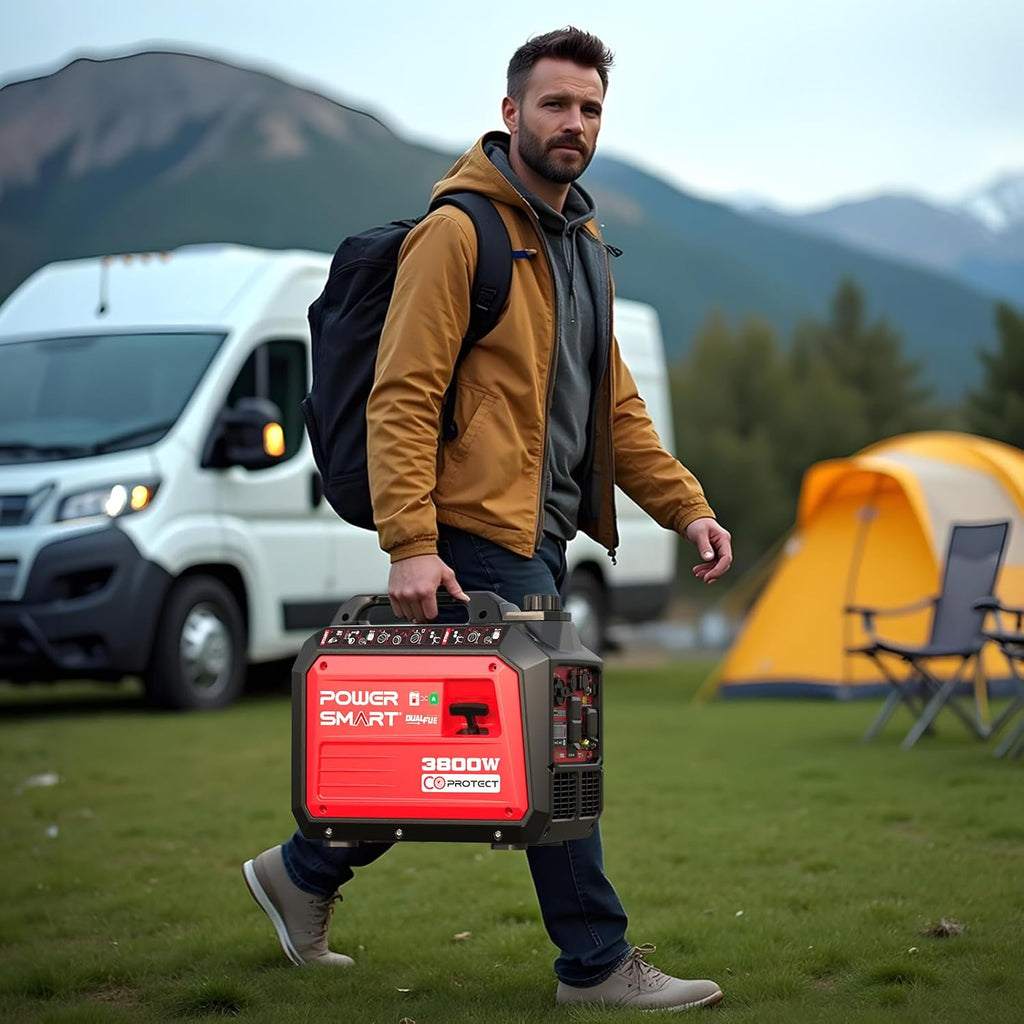 PowerSmart 3800 Watt Dual Fuel Inverter Generator, Quiet Portable Gas Propane Powered with CO Sensor and RV Ready Outlet, 149cc 4-Stroke OHV Engine for Home Backup, Camping and Tailgating