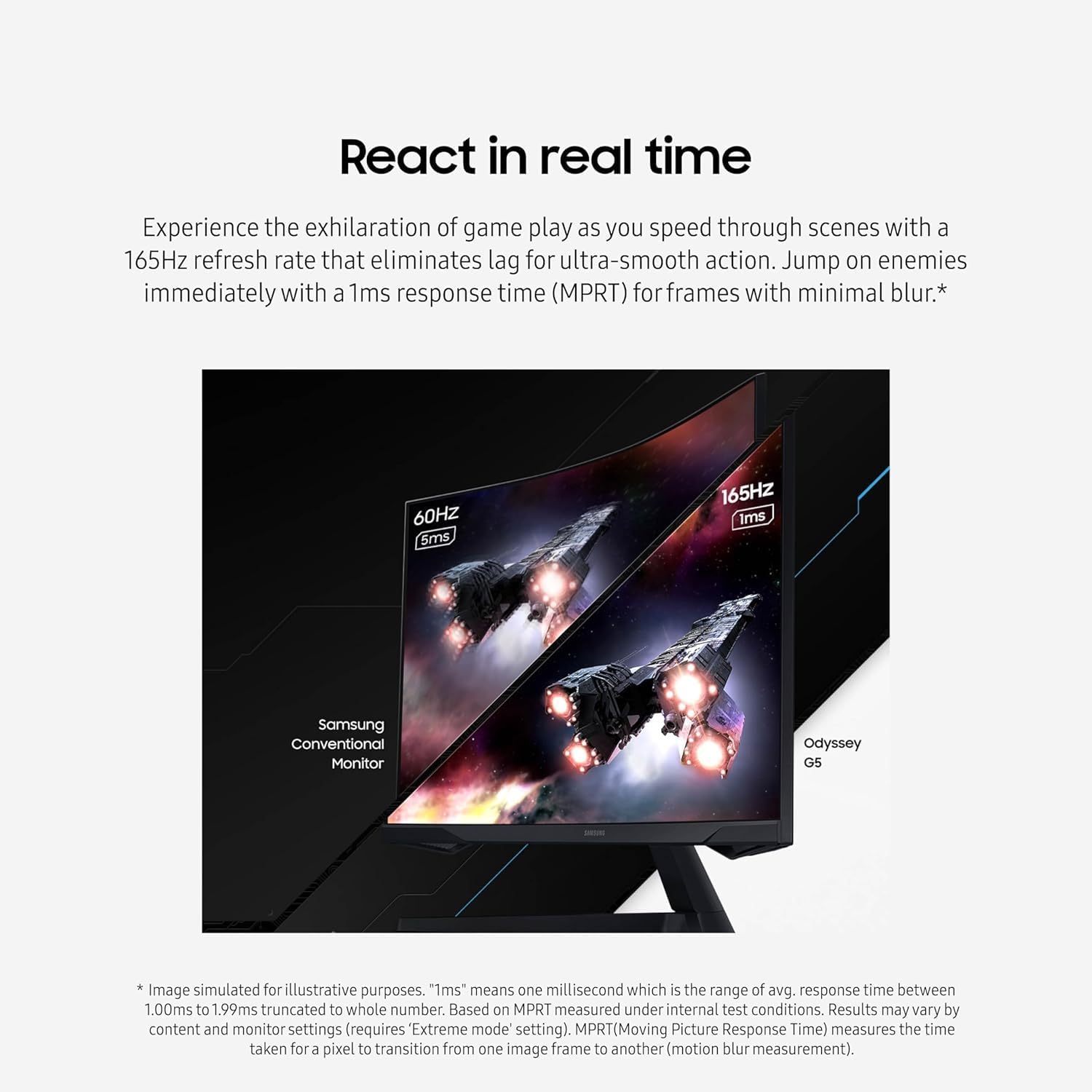 Samsung 27' Odyssey G5 QHD(2560x1440) 165Hz 1ms Curved Gaming Monitor | 1000R Curve, AMD FreeSync, HDR10, Eye Saver Mode,W/Hdmi